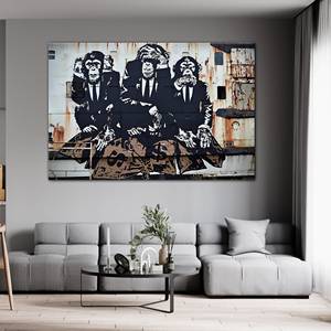 Banksy trois animaux singes mur Art rue impressions sur toile peinture prêt à accrocher - Product Image 1