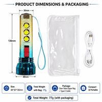 Mini lampe torche LED UV à coque dégradée, torche à 3 COB, lampe de travail rechargeable Type-C, lampe de poche avec sac à fermeture éclair pour le camping
