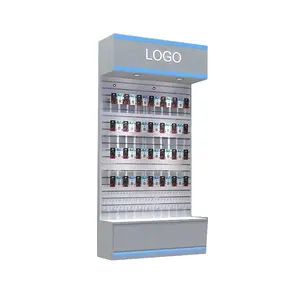 pop-up corner mobile cabinet wooden cell phone display showcase with tempered glass
