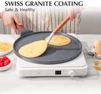 Poêle à crêpes antiadhésive personnalisable avec logo, revêtement granit suisse, en aluminium moulé sous pression, compatible induction, Tawa pour ustensiles de cuisine