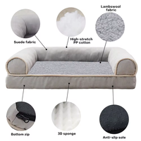Lit pour animaux de compagnie en mousse à mémoire de forme orthopédique de luxe, grand modèle, OEM ODM, personnalisable, lavable