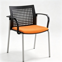 Chaise de conférence ergonomique moderne rembourrée en tissu, siège de réunion avec dossier solide et base en métal pour bureaux et salles de réunion scolaires