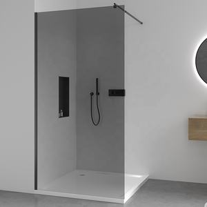 <span class=keywords><strong>Precio</strong></span> de fábrica Walk in Grey Glass Marco de aluminio Pantallas de <span class=keywords><strong>ducha</strong></span> Cabina de <span class=keywords><strong>ducha</strong></span> con barra de soporte de tubo redondo - Product Image 1