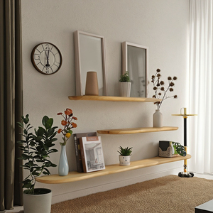 Ensemble d'étagères flottantes <span class=keywords><strong>en</strong></span> bois massif, présentoirs muraux <span class=keywords><strong>en</strong></span> rondins pour le salon, meubles décoratifs muraux à panneau unique - Product Image 5