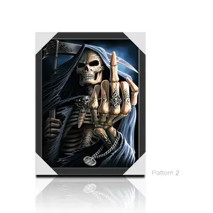 Grim Reaper Skeleton 3D 포스터 벽 아트 장식 액자 인쇄 플립 렌즈 포스터 및 사진