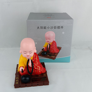 Solar Powered Mini Monk <b>Car</b> Ornament Cartoon Chinese Tradition Plastic Decoration For <b>Car</b> <b>Interior</b> - Product Image 1