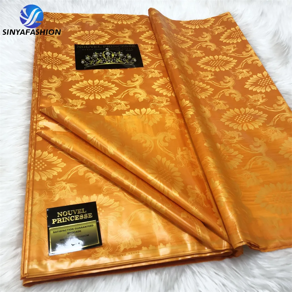 Sinya Soft Perfume Guinea Brocade Fabric African Bazin Riche Dress Wholesale Price 100% Cotton for Garment 5 Meters One Piece