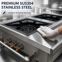 Cuisinière à gaz Wok, cuisinière chinoise, équipement de cuisine commerciale, 2 brûleurs, comptoir en acier inoxydable