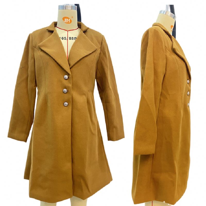【美品】Standcollar Wool Coat （olive/36） JDEFEG 50 pcs Long Coat For Women Wool Women's 2021 Autumn