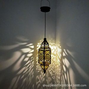 Lanterne solaire suspendue pour extérieur, décoration de jardin, en fer, style marocain, lampe solaire étanche, hexagonale, LED, 6-12 heures - Product Image 4