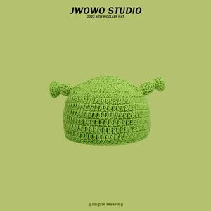 Shrek inspiré tricoté laine pull chapeau vert femmes automne et hiver chaud mignon dessin animé chapeau pour hommes - Product Image 6