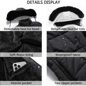 Moerdeng Abrigo acolchado de invierno para mujer, forro polar acolchado, impermeable, con capucha desmontable, parka - Product Image 5