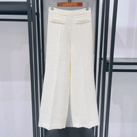 Ensemble deux pièces pour femmes AIMEISI, haut court à col avec strass élégants et perles, pantalon ample, automne/hiver, luxe