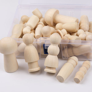 Juego de marionetas de madera, 42 piezas, color natural, juguete pintado DIY, adorno para manualidades infantiles - Product Image 2