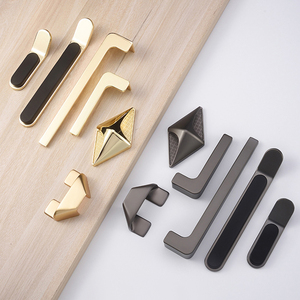 Cabinet Hardware Fancy Cabinet Handles Gold <strong>Black</strong> Zinc Alloy Furniture <strong>Door</strong> Pull Drawer Handles and <strong>Knobs</strong> for Kitchen Cabinets - Product Image 1