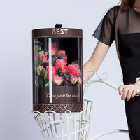 Vente en gros de fleurs personnalisées pour la saint-valentin, Tube rond en papier, boîte-cadeau de fleurs séchées, cylindre pliable, boîte à fleurs