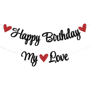 Striscione '<span class=keywords><strong>Buon</strong></span> <span class=keywords><strong>Compleanno</strong></span> Amore' - Striscione '<span class=keywords><strong>Buon</strong></span> <span class=keywords><strong>Compleanno</strong></span> per il <span class=keywords><strong>Mio</strong></span> Amante Preferito' per Mariti, Padri, Madri, Amici, Nero Glitterato - Product Image 1