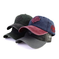 Groothandel op maat gemaakte logo 6-delige gewassen katoenen baseballcap, ongestructureerde retro dad hat met applicatie patch, verstelbare metalen gesp, pet