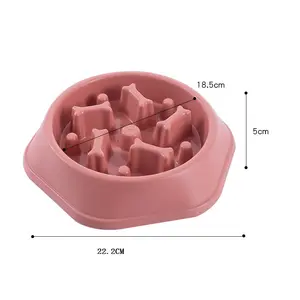 Hersteller Großhandel Anti-Rutsch-Haustier Slow Feeder Knochen Typ Kunststoff Haustier Slow Food Bowl für Katzen und Hunde