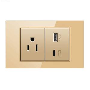 Prise américaine 15A, interrupteur standard américain 110V, panneau en verre, adaptateur de prise murale pour appareils électroménagers, double prise murale USB. - Product Image 5