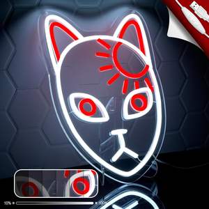 Anime Fox Face <span class=keywords><strong>Demon</strong></span> segno al Neon per decorazione della parete-giapponese Slayer Neon acrilico USB alimentato LED parete Art decoro - Product Image 3