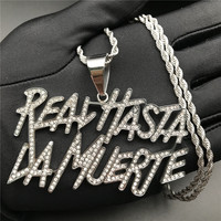 Pendentif Lettre en Acier Inoxydable Beiyan, Plaqué Or Tendance, Alphabet Hasta La Muerte pour Enfants, Pierre Principale en Zircon
