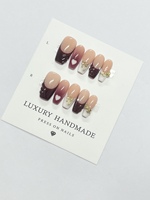 Vente en gros de faux ongles en acrylique 100% peints à la main, de haute qualité, forme cercueil, à presser, avec colle, magnifiques, luxueux, couvrance totale, design 3D fait main