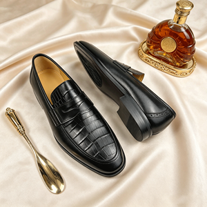 Mocasines de Cuero Genuino de Lujo para Hombre, Textura Exótica, Estilo Penny Loafer, Zapatos Formales, Ligeros y Cómodos - Product Image 5