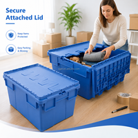 Boîte de rangement et de transport en plastique UGET personnalisable avec logo, colorée, empilable, avec couvercle intégré, idéale pour le déménagement – Promotion