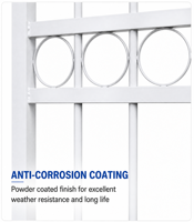 Clôture en acier zingué blanc avec revêtement en poudre anti-corrosion durable et sommet en pointe pour la sécurité périmétrique des jardins, villas et résidences