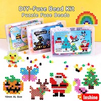 Kit de perles à fusionner DIY, thèmes variés (Noël, Halloween, animaux, arc-en-ciel), ensemble de perles Perler, jeu de puzzle, jouet éducatif fait main pour enfants, cadeau