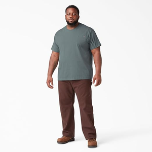 T-shirt à manches courtes pour homme, col rond, vert sauge, poche poitrine, coupe décontractée, tissu régulier - Product Image 6