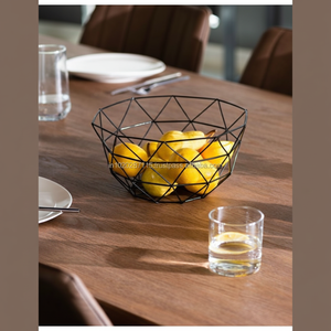 Cesta de frutas de hierro de granja rústica de 2 niveles hecha a mano redonda para cenar con diseño tradicional elegante moderno decorativo - Product Image 1
