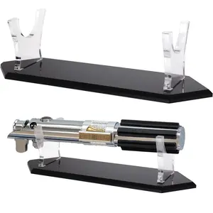 Şeffaf akrilik Lightsaber standı siyah tabanı ile masaüstü kılıç tutucu oturma odası için kalemler değnekleri hançerler dekoratif ekran raflar