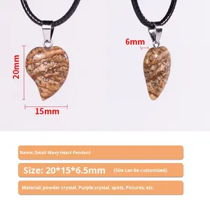 จี้หัวใจพีชคริสตัลธรรมชาติสำหรับผู้หญิงสร้อยคอหัวใจโค้งเล็ก - Product Image 3