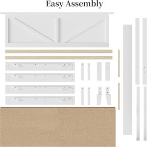 Trang Trại Gỗ Trắng Khung Giường Nữ Hoàng Kích Thước Nền Tảng Giường Với V Đầu Giường Mạnh Mẽ Thanh Tiếng Ồn Miễn Phí Dễ Dàng Làm Sạch - Product Image 5