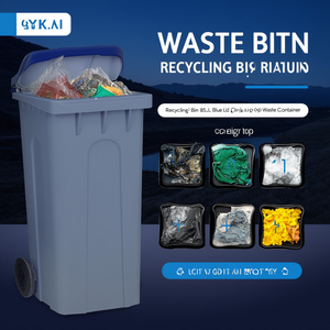 Contenitore per Riciclaggio 85 L Blu con Coperchio Apribile, Bidone per Rifiuti - Product Image 3
