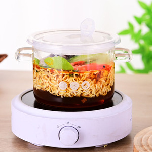 Pentola in Vetro Borosilicato Trasparente Resistente al Calore con Coperchio in Plastica, per Uso su Fornello e Microonde - Product Image 3