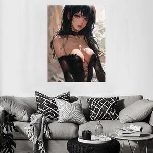 مجموعة لوحات زيتية بدون إطار لفتاة أنمي سوداء مثيرة، مجموعة رسم بالأرقام للبالغين، لوحة زيتية للديكور المنزلي وكهدية - Product Image 2