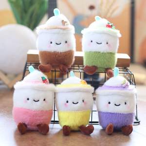 互联网-著名可爱刺绣环保定制设计奶茶杯熊毛绒玩具减压钥匙扣pp棉填充物 - Product Image 1