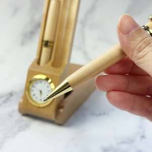 Ensemble de stylos à bille et à plume en bois d'érable naturel personnalisé avec montre de poche pour l'école, le bureau, les cadeaux commerciaux - Product Image 5