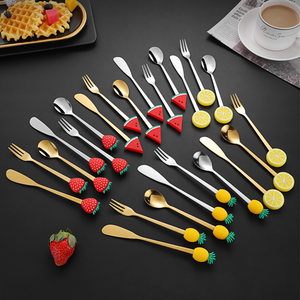 HPC0101 Fabricación experta de acero inoxidable, cuchara y tenedor creativos y bonitos para café/té/postres, cuchara y tenedor de dibujos animados, tenedor para frutas - Product Image 4