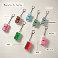 Porte-clés anti-stress à deux boutons, jouet spinner à doigts, touches colorées, base blanc pur, personnalisable, petit modèle en plastique