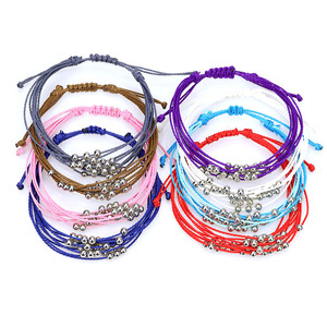 Bracelets en cordon <span class=keywords><strong>ciré</strong></span> tressé à la main, multi-couches, ajustables, imperméables, multicolores, style bohème, perles faites à la main, bijoux pour femmes, <span class=keywords><strong>pas</strong></span> chers - Product Image 3