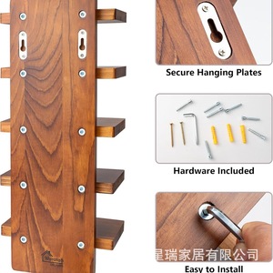 Support mural en bois pour lunettes de soleil avec porte-clés, organisateur de rangement multi-niveaux pour entrée, chambre et salon - Product Image 3