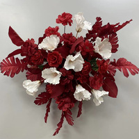 Fleur artificielle haut de gamme effet soie, rouge forêt, en pot, pour la décoration de lieux de mariage et d'événements intérieurs/extérieurs