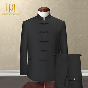 Costume Tang deux pièces pour homme, style chinois, col montant, robe <span class=keywords><strong>de</strong></span> mariage, costume Zhongshan à simple boutonnage - Product Image 1