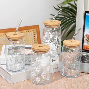 Wholesale 500ml Glass for Mugs with for Straw Lid <strong>Custom</strong> Printed Sealed Gift for Girls Water Wine Cola Beer Glass Cups at Low Pr - Product Image 2