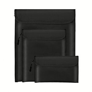 3-Pack Black Fireproof Waterproof <b>Document</b> <b>Bag</b> 2000℉ Money ID Social Security Card Protector Zipper Pouch Fire Proof - Product Image 1
