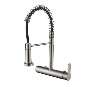 Stainless Steel Kitchen Faucet Wall <b>Mounted</b> Pull Out <b>Spray</b> Single Handle Modern Design YQ20020F - Product Image 3